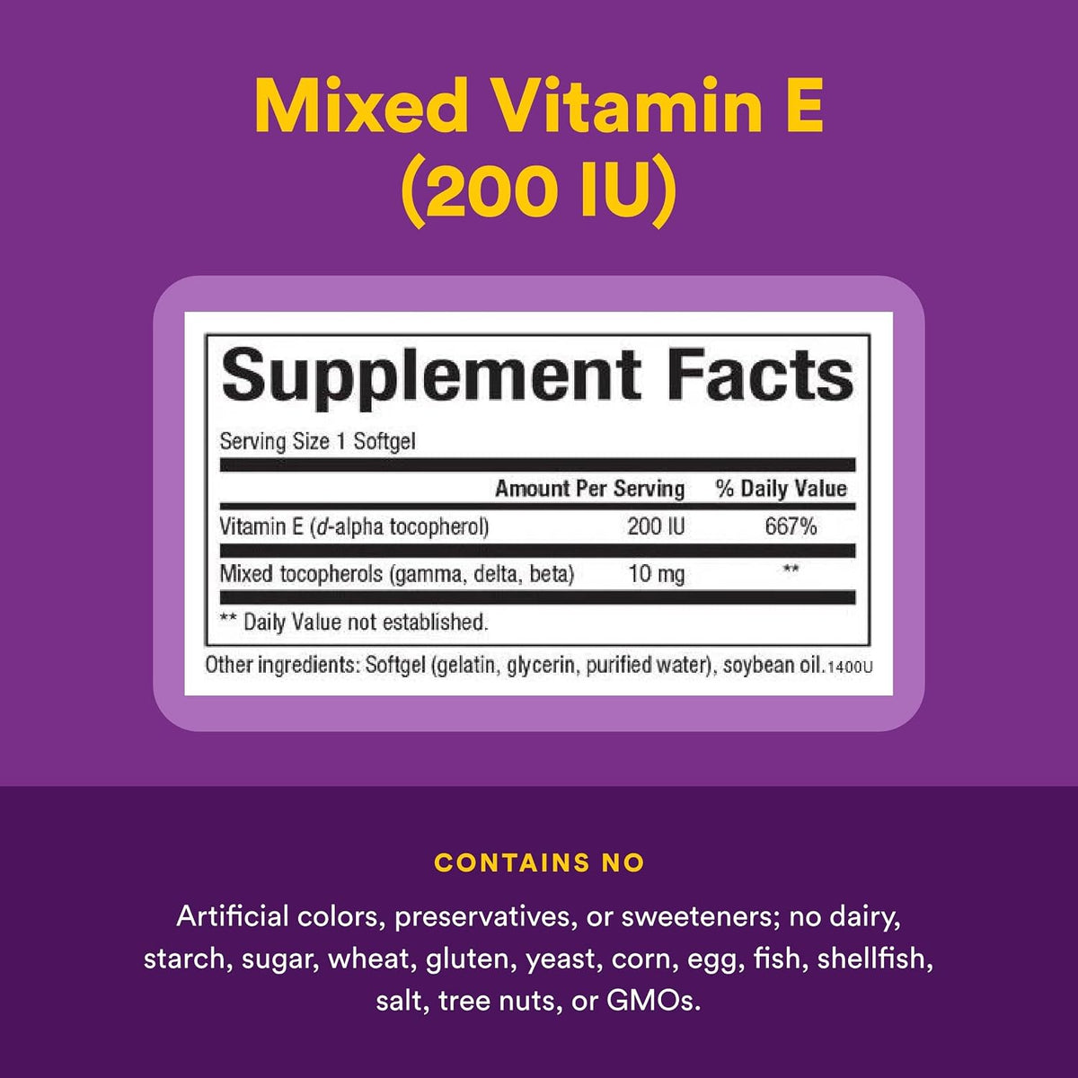 Natural Factors Vitamina E Mixta 134 mg (200 UI) - 90 Cápsulas Blandas – Image 4