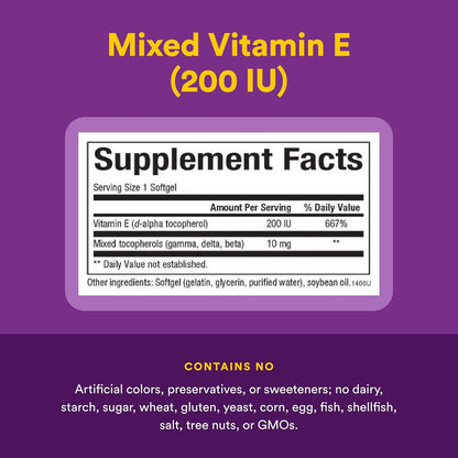 Natural Factors Vitamina E Mixta 134 mg (200 UI) - 90 Cápsulas Blandas – Image 4