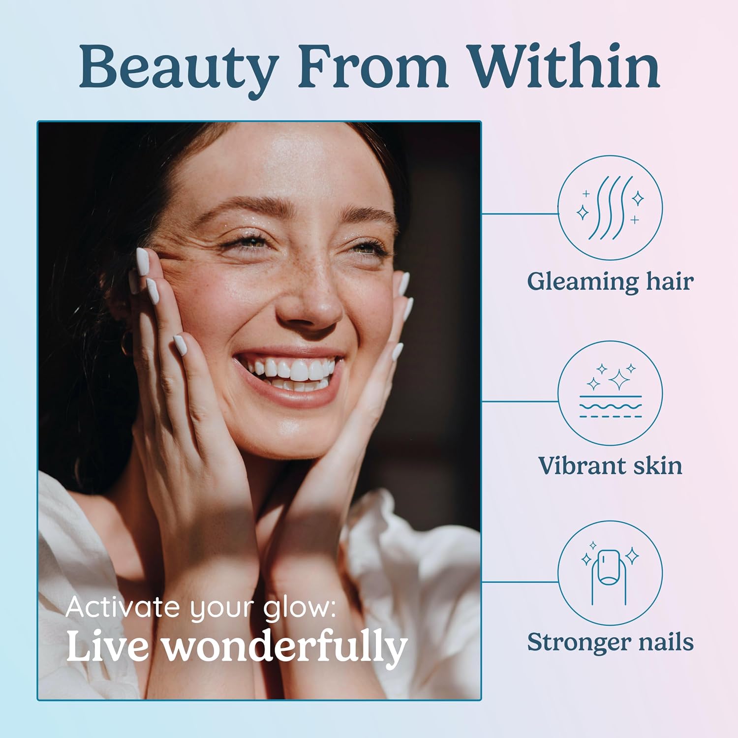 WonderCow Biotina para Cabello, Piel y Uñas con Calostro Bovino, Colágeno, Ácido Hialurónico, Zinc y Lactoferrina | 30 Cápsulas