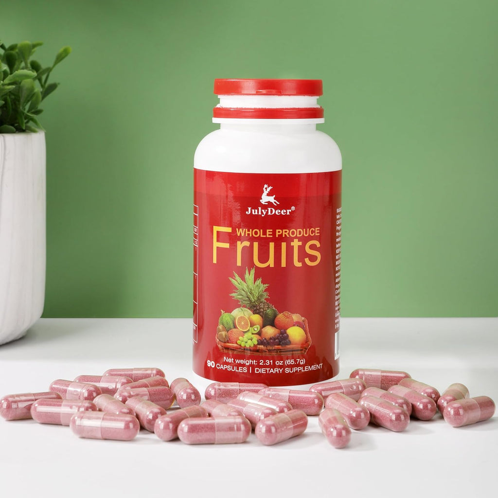 JulyDeer Fruit Supplement – 90 Cápsulas Vegetarianas | Mezcla de 16 Frutas Naturales | Fórmula Superfood con Vitaminas y Minerales