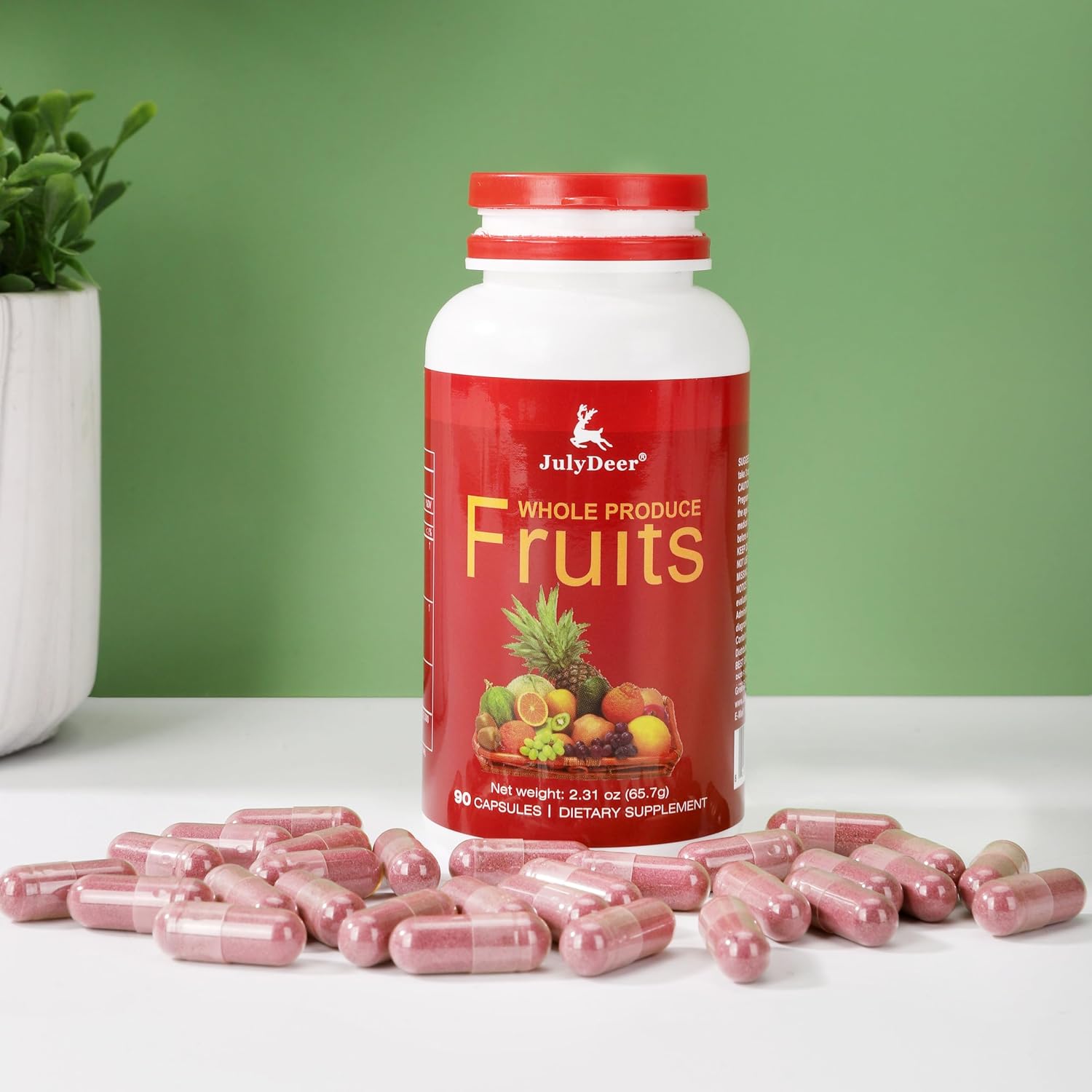 JulyDeer Fruit Supplement – 90 Cápsulas Vegetarianas | Mezcla de 16 Frutas Naturales | Fórmula Superfood con Vitaminas y Minerales