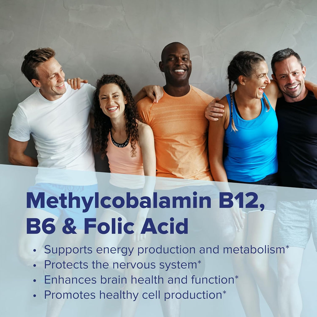 Superior Source No Shot Vitamina B12 Metilcobalamina 1000 mcg, B6 y Ácido Fólico - 60 Comprimidos Sublinguales