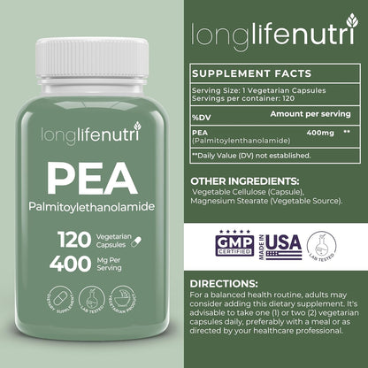 Palmitoiletanolamida (PEA) 400 mg - 120 Cápsulas Vegetarianas – Image 2