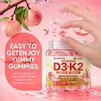 Vitamin D3 K2 Gummies con Calcio, Magnesio, Vitamina C y Zinc - 60 Gominolas Veganas