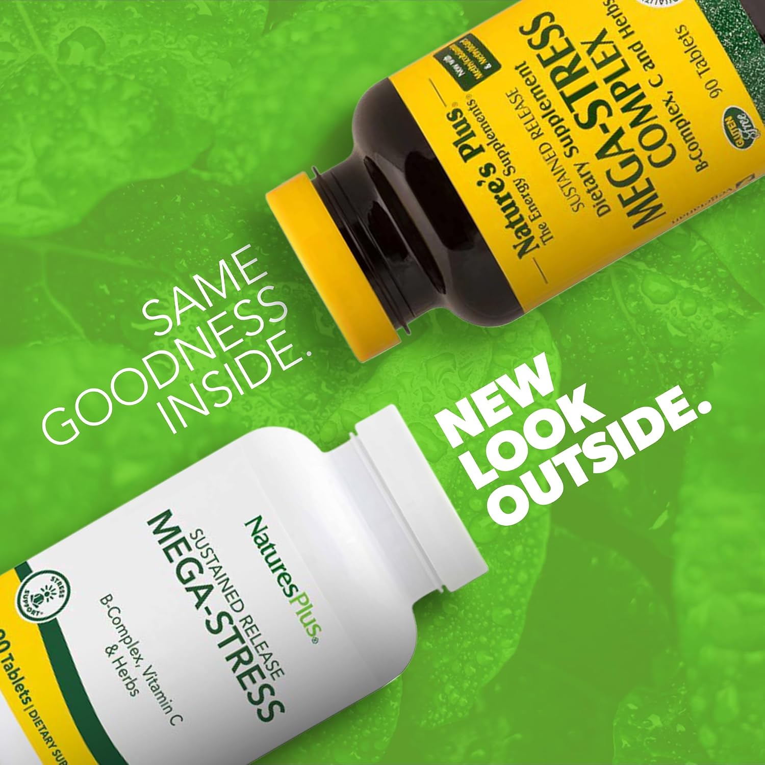 NaturesPlus Mega-Stress Complex, Sostenido - 90 Comprimidos Vegetales
