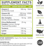 MUSCLE FOOD LABS Z D C Plus | Vitamina C (500 mg) + Vitamina D3 + Zinc + Cúrcuma + Jengibre + Lisina | Sin OGM y Sin Gluten | Cápsulas Vegetales | 2 Envases