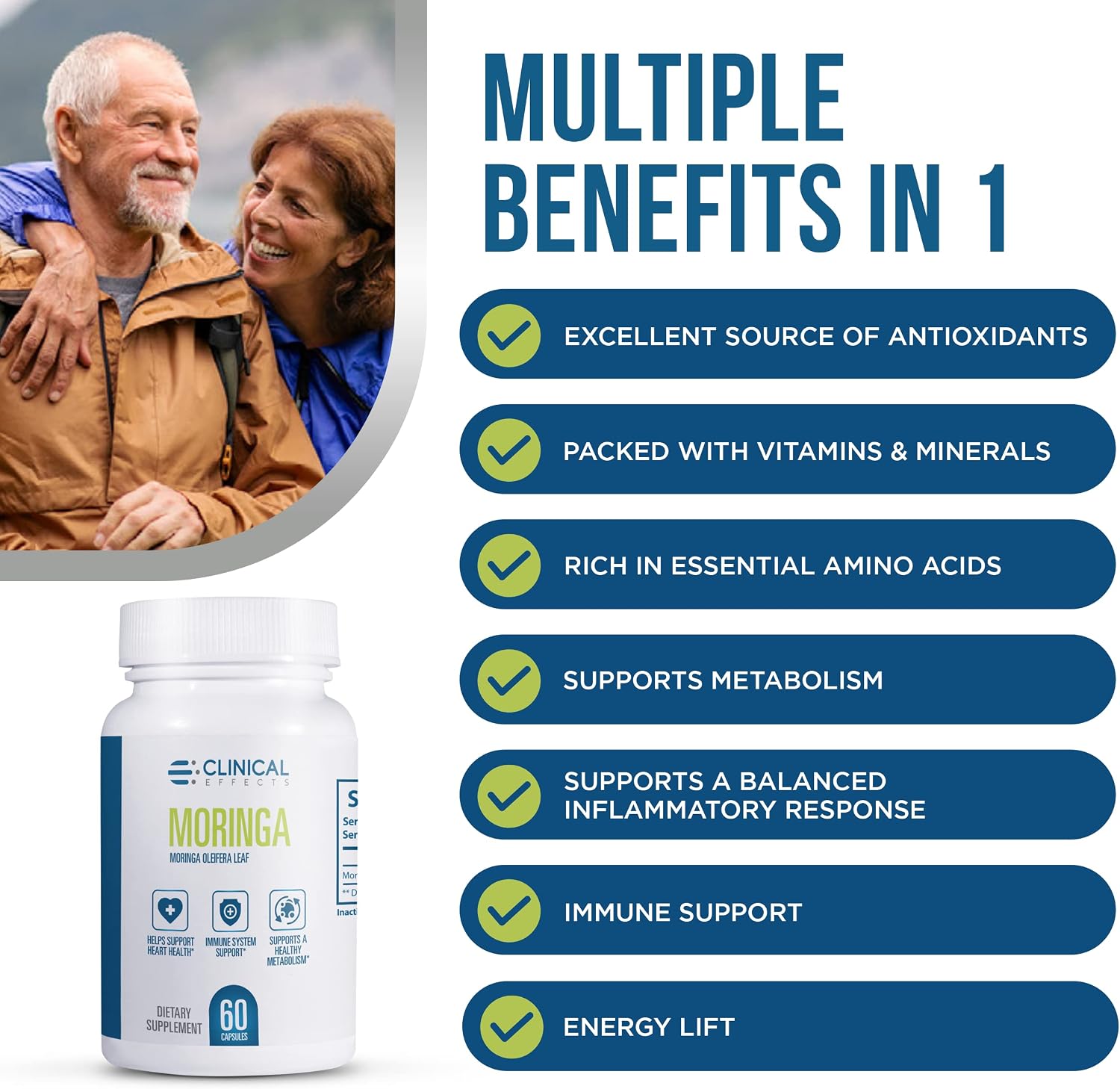 Clinical Effects Moringa Oleifera - 800mg Cápsulas Superfood - 60 Cápsulas