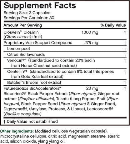 Futurebiotics VeinFactors, 90 Cápsulas – Apoyar la salud y eficiencia del sistema circulatorio. – Image 7