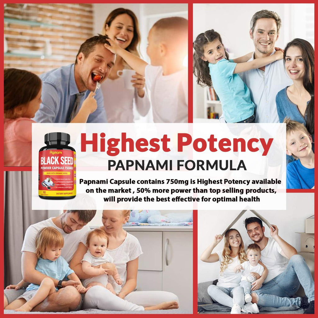 Cápsulas de Semilla Negra Pura 750mg - Suplemento Natural de Papnami (90 Cápsulas, 3 Meses)