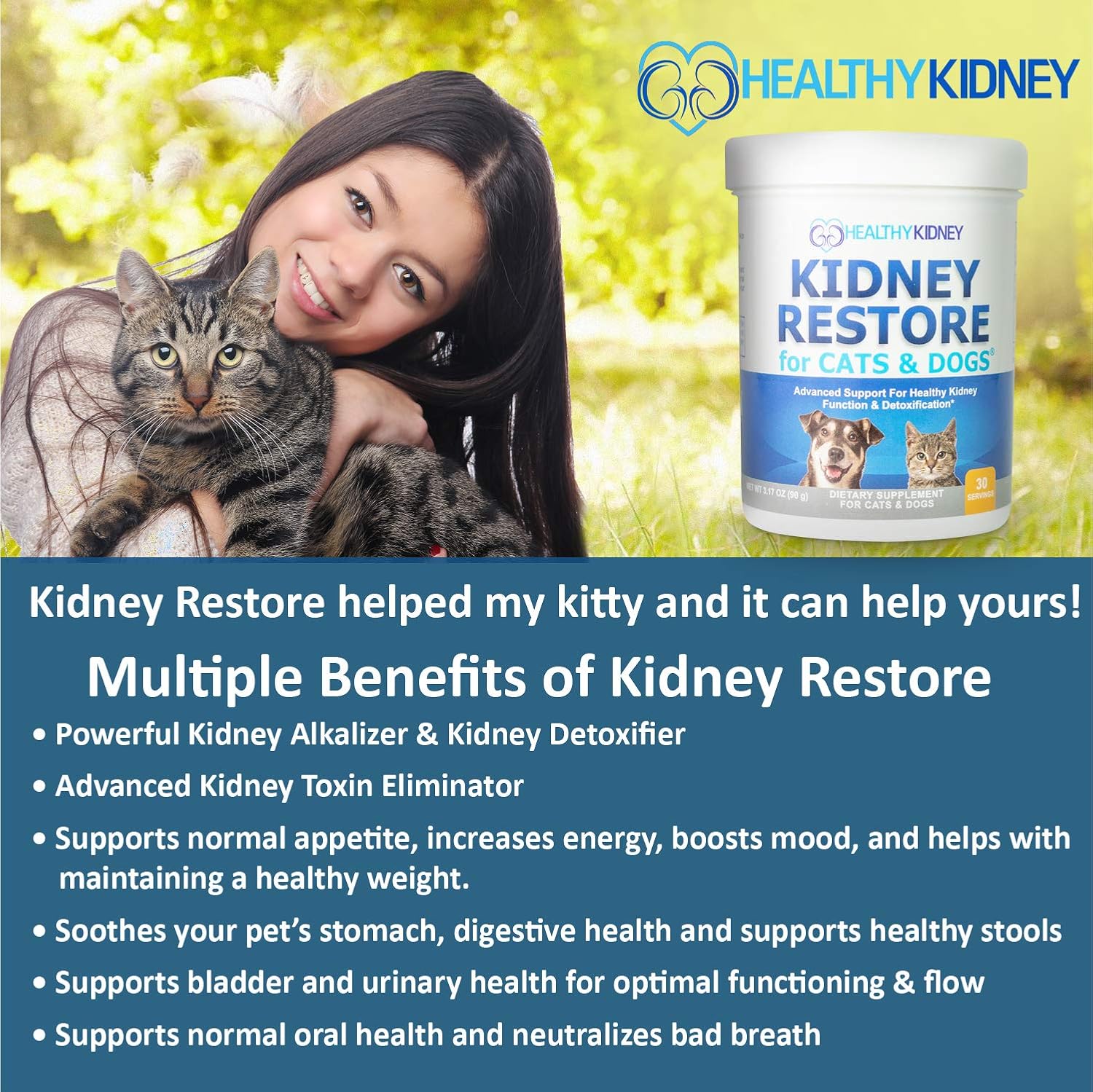 Kidney Restore para Perros y Gatos – Suplemento Renal sin Sabor