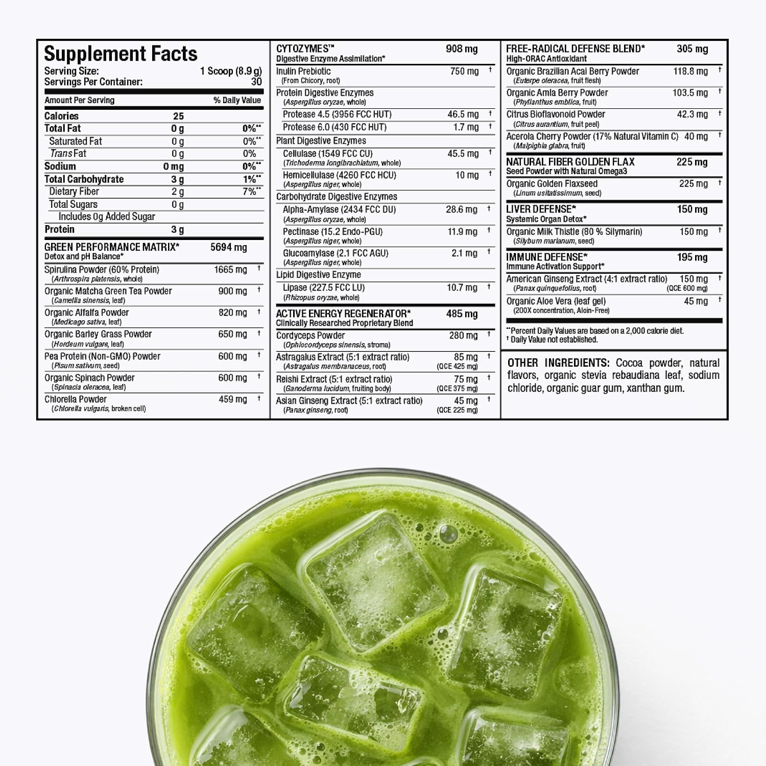 ALLMAX CytoGreens Super Greens Powder, Acai Berry Green Tea, 14 Servicios