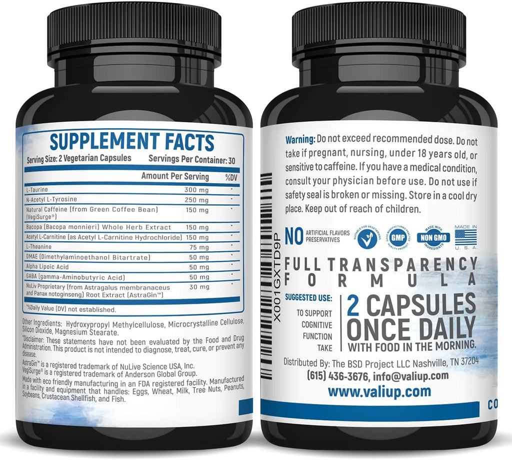 VALI Neuro Force Brain Booster - 60 Cápsulas Vegetales