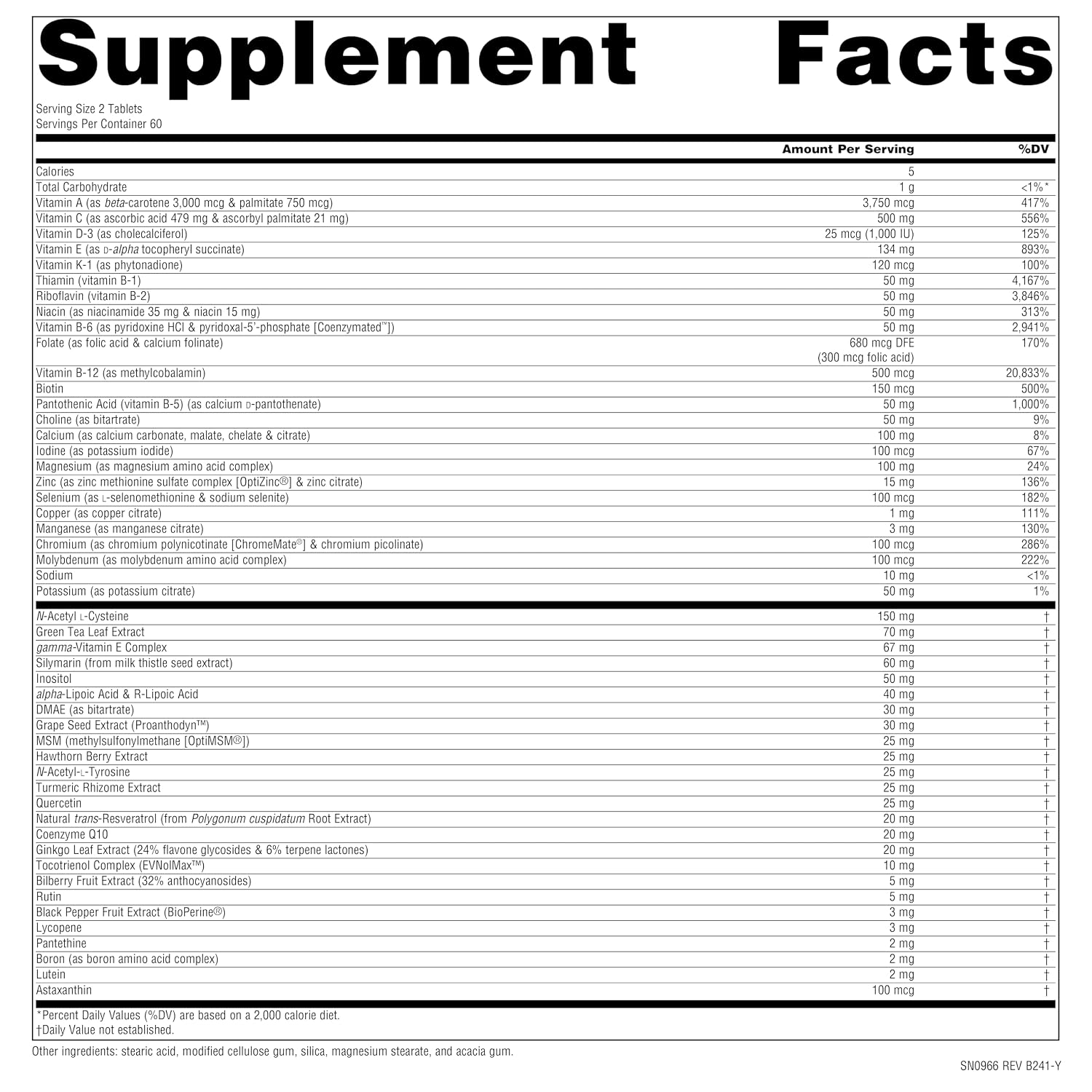 Source Naturals Life Force Multiple Sin Hierro - Multivitamínico Diario de Alta Potencia con Vitaminas, Minerales y Antioxidantes - 120 Comprimidos