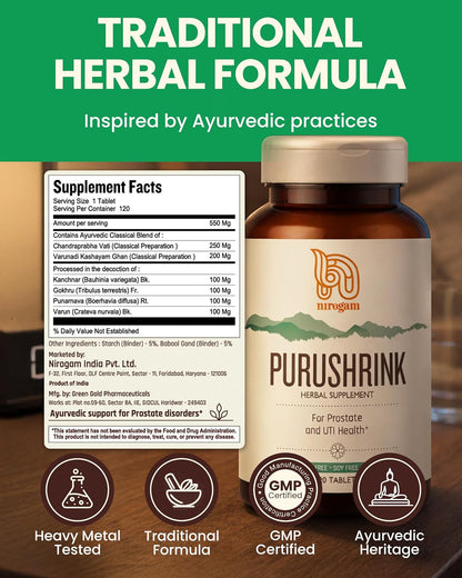 Nirogam Purushrink - Complemento para la – Función renal y vesical: Ingredientes como Punarnava y Chandraprabha – Image 3