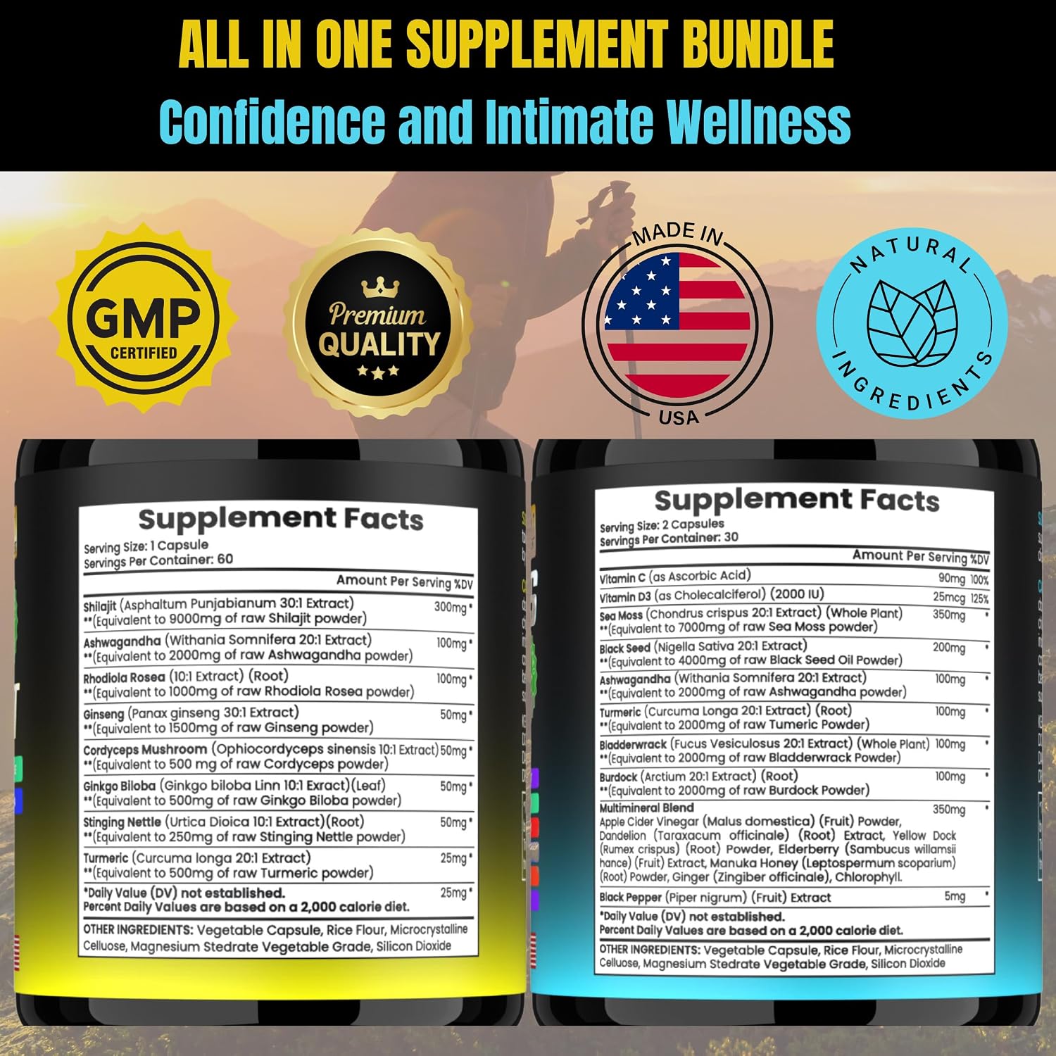 TM NATURALS Cápsulas de Sea Moss, Black Seed Oil, Ashwagandha y Jengibre - 240 cápsulas