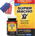 Super Macho, Complejo Vitamínico B y Aminoácidos de Alta Potencia para Hombres Activos, Sin Cafeína ni Azúcar, 50 Cápsulas Blandas