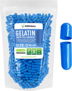 Cápsulas Vacías de Gelatina Tamaño 0 - XPRS Nutra - 1000 Unidades (Azul)