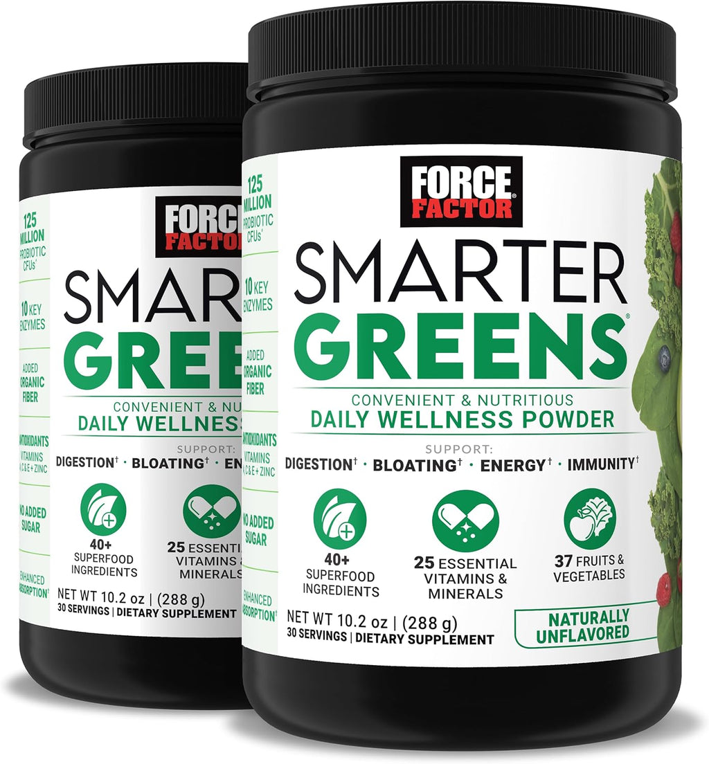 Force Factor Smarter Greens Daily Wellness Powder 2 Pack - Sin Sabor