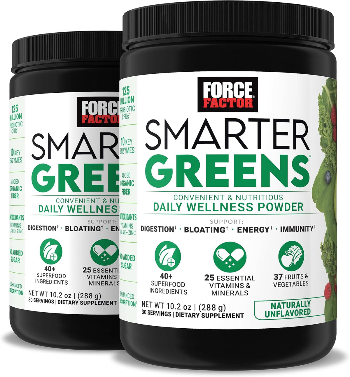 Force Factor Smarter Greens Daily Wellness Powder 2 Pack - Sin Sabor – Image 1