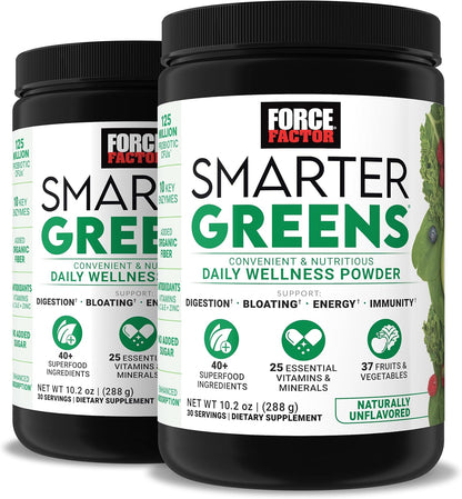 Force Factor Smarter Greens Daily Wellness Powder 2 Pack - Sin Sabor – Image 1