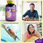 L-Tirosina 500 mg, 180 Cápsulas Veganas - NextGenU