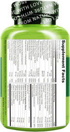 NATURELO Women's Daily Multivitamin with Vitamin B12, 120 Capsules, Energy Support, Whole Food Supplement, Non-GMO, Soy-Free, Gluten-Free, 4 Month Supply