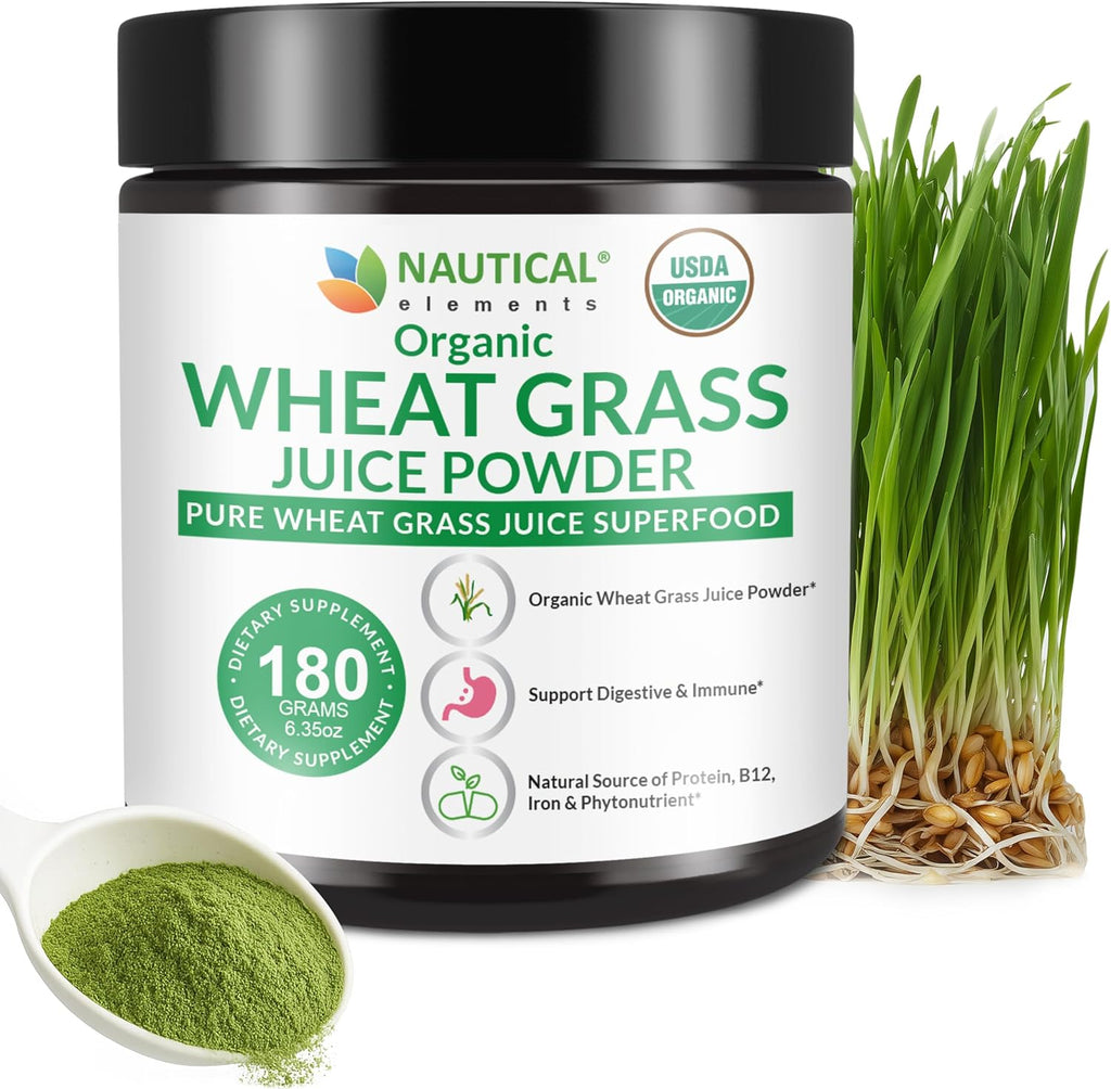 Polvo de Wheatgrass Orgánico Certificado USDA - Hierba de Trigo en Polvo - Vegano y Sin OGM
