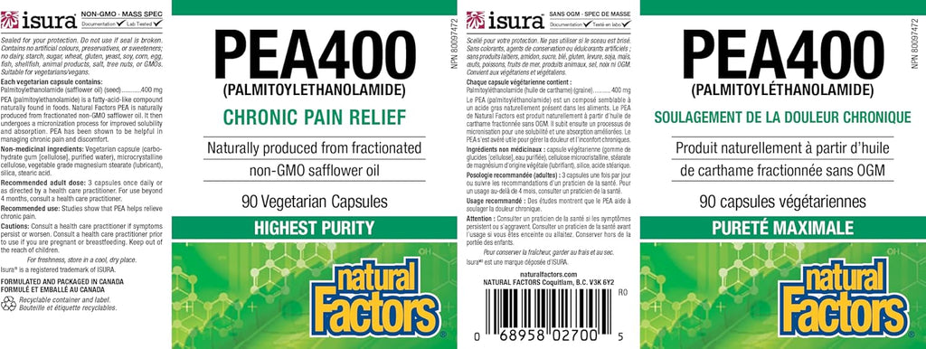 Natural Factors PEA400 - Palmitoylethanolamide Puro, 90 Cápsulas