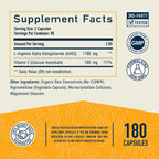 Suplemento AKG | 1100mg por ración | Arginina Alfa-Cetoglutarato con Calcio + Vitamina C | AAKG para envejecimiento saludable, energía y concentración | 120 Cápsulas | Vegano, No-GMO