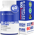 Nutra Wave Super B Complex, Complejo B de Alta Potencia con Colina y Mio-Inositol, 60 Cápsulas