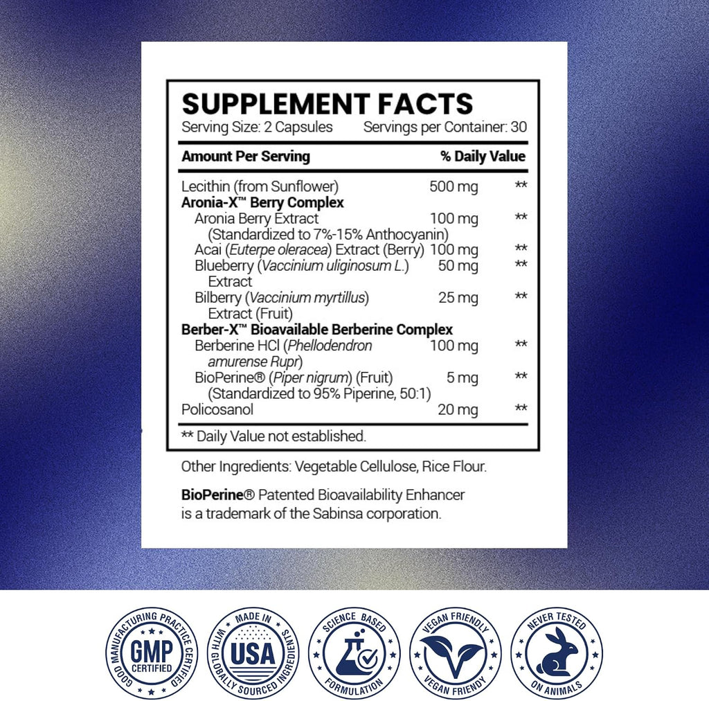 Research Verified Cholestrax - Berberina, Lecitina y Complejo de Bayas - 60 Cápsulas Veganas