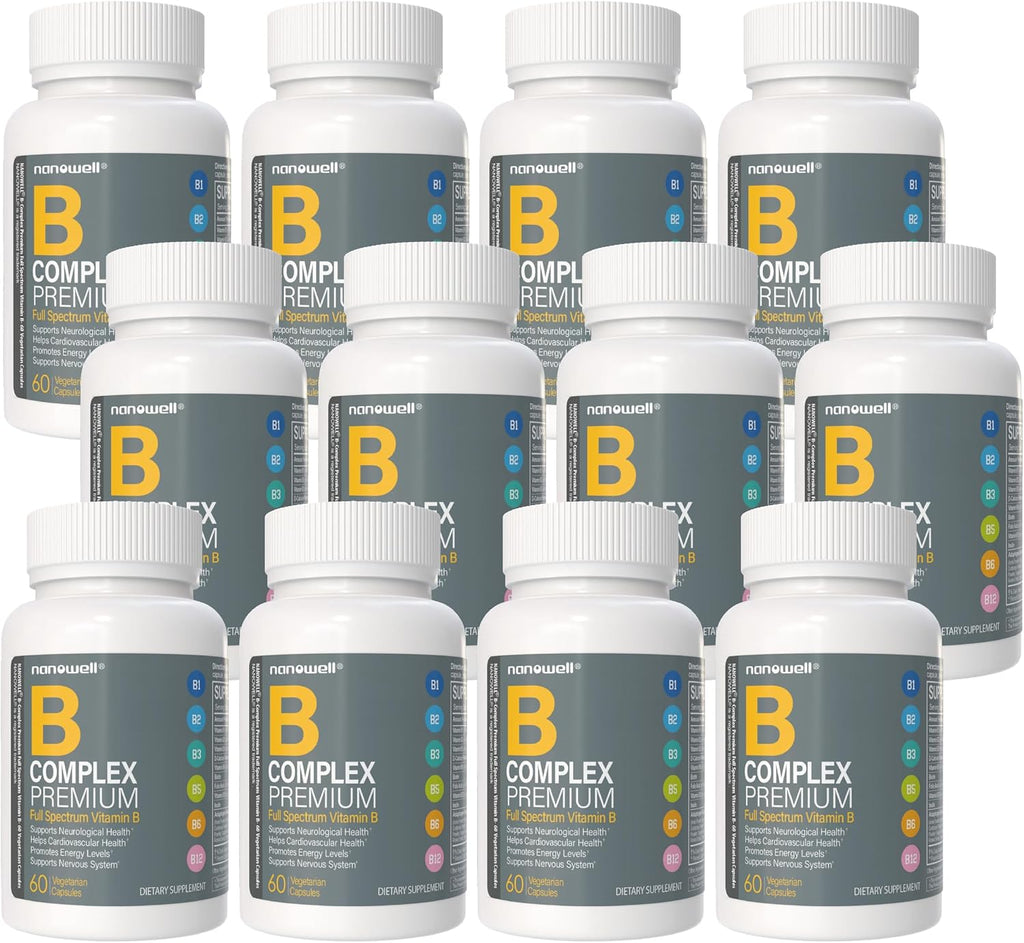 NANOWELL B Complex Premium - Complejo B con Adaptógenos - 60 Cápsulas