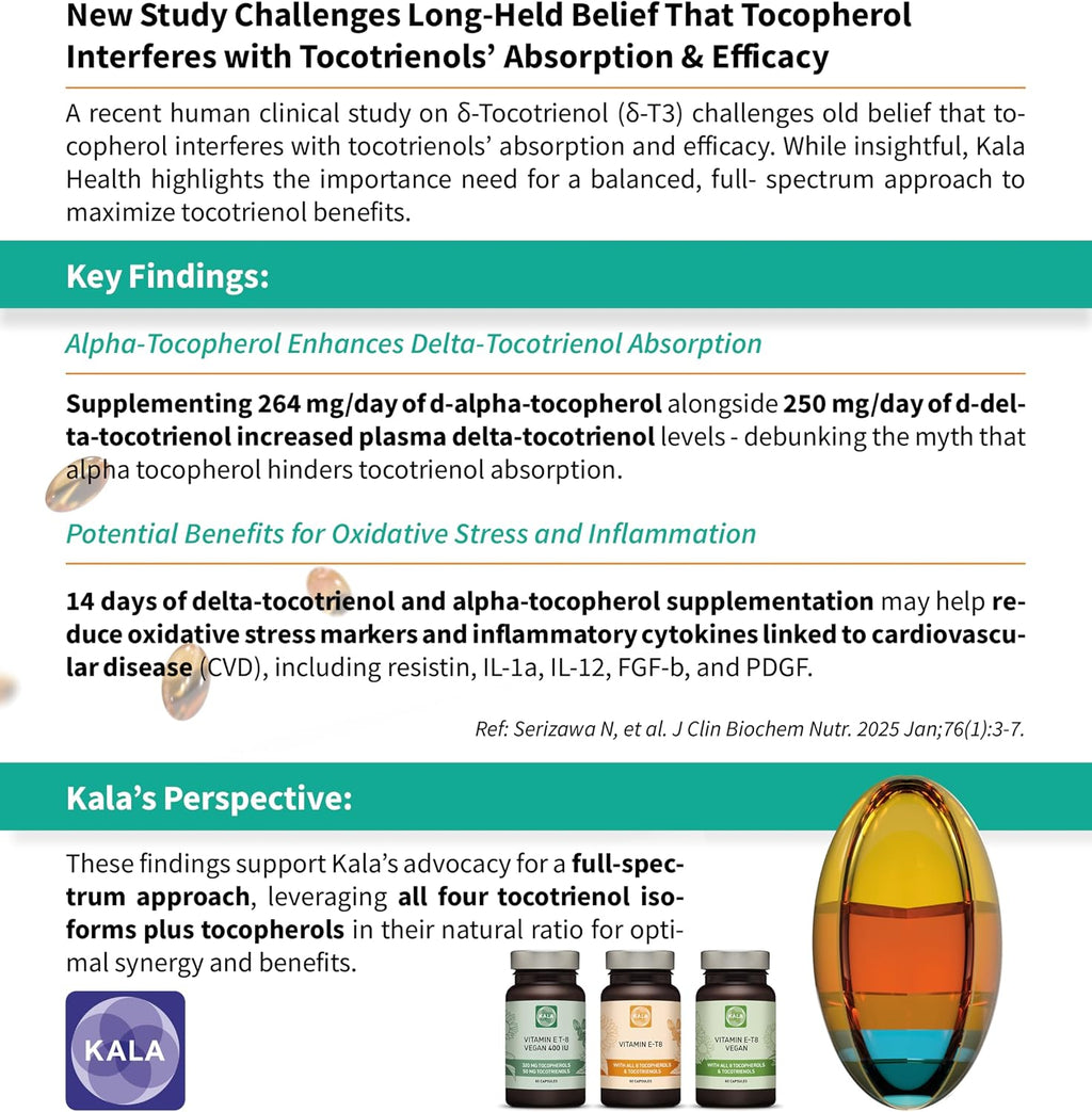 Fórmula Vegana Única con los 8 Tocoferoles y Tocotrienoles Vitamina E (60 Cápsulas) - Libre de PAH y Contaminantes