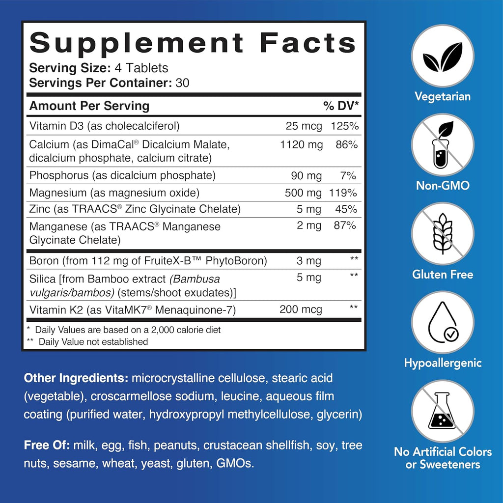Patient One OsteoOne - Complemento para la Salud Ósea con Calcio, Vitamina D3 y K2 - 120 Comprimidos