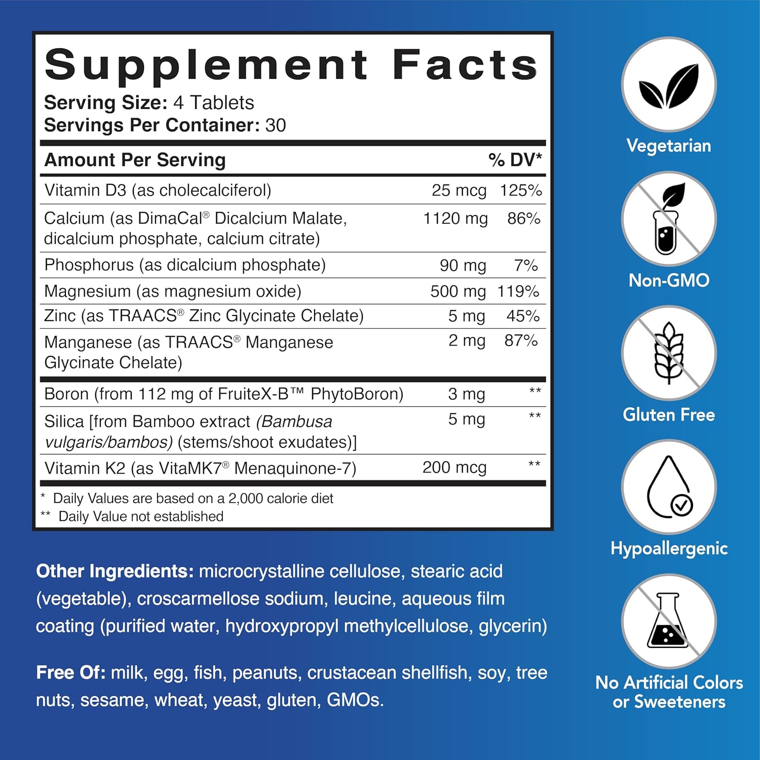 Patient One OsteoOne - Complemento para la Salud Ósea con Calcio, Vitamina D3 y K2 - 120 Comprimidos