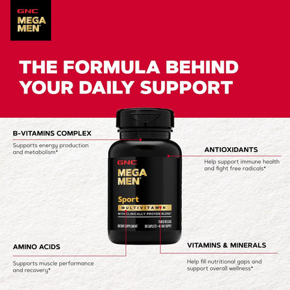 GNC Mega Men Sport Multivitamin para Hombres – Fácil de tomar: Comprimidos de liberación prolongada que se toleran – Image 5