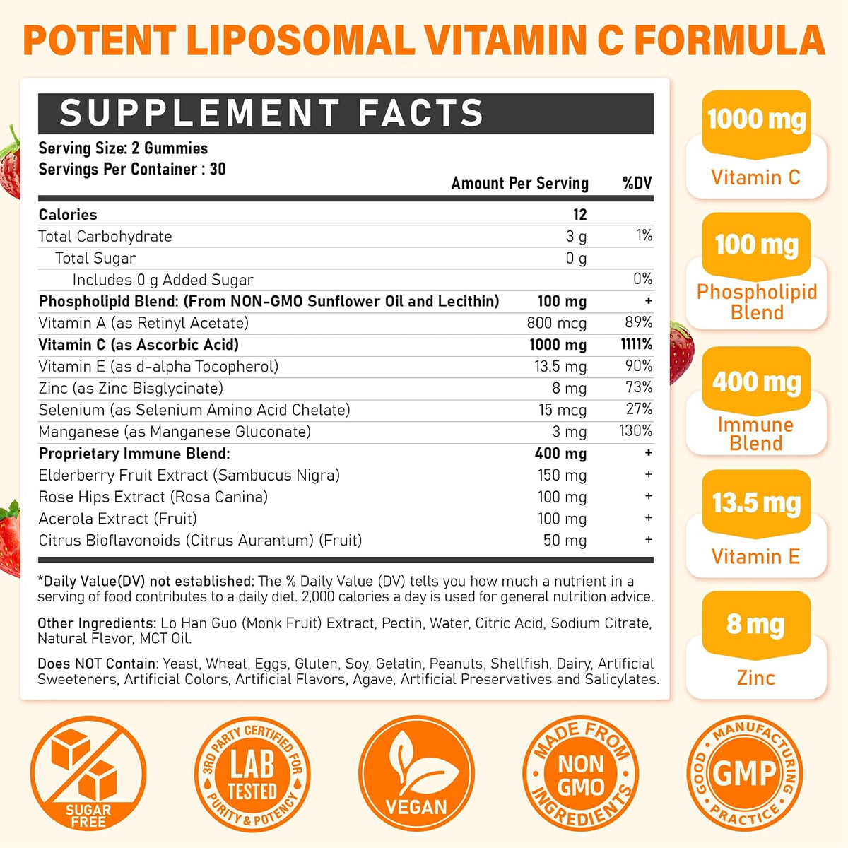 Gominolas de Vitamina C Liposomal 1000 mg con Zinc, Saúco, Vitaminas A y E - Tcemundry – Image 2
