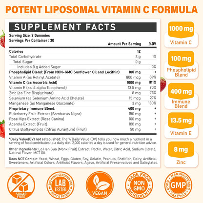 Gominolas de Vitamina C Liposomal 1000 mg con Zinc, Saúco, Vitaminas A y E - Tcemundry – Image 2