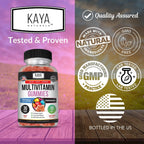 Kaya Naturals Adult Multi Vitamin Gummy - Multivitamínico en Gominolas para Adultos con Biotina, Vitamina A, B12, C, E, Zinc y Ácido Fólico - Sabor Fresa - Sin Gluten