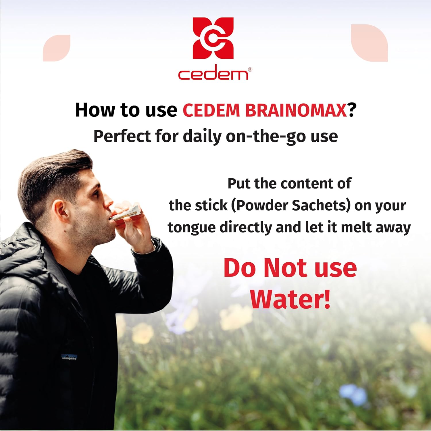 CEDEM Switzerland BRAINOMAX 20 Sticks de Polvo, Suplemento Nootrópico Sabor Cereza-Vainilla