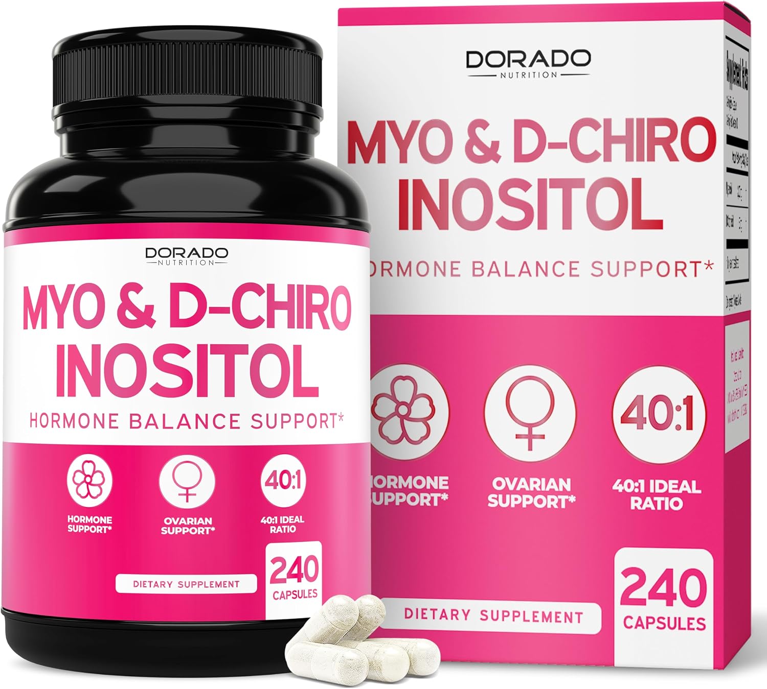 Myo-Inositol & D-Chiro Inositol 40:1 para Mujer - 120 Cápsulas, 2050 mg por Dosis