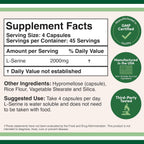 L-Serine 2,000 mg por ración - 180 cápsulas - Double Wood Supplements