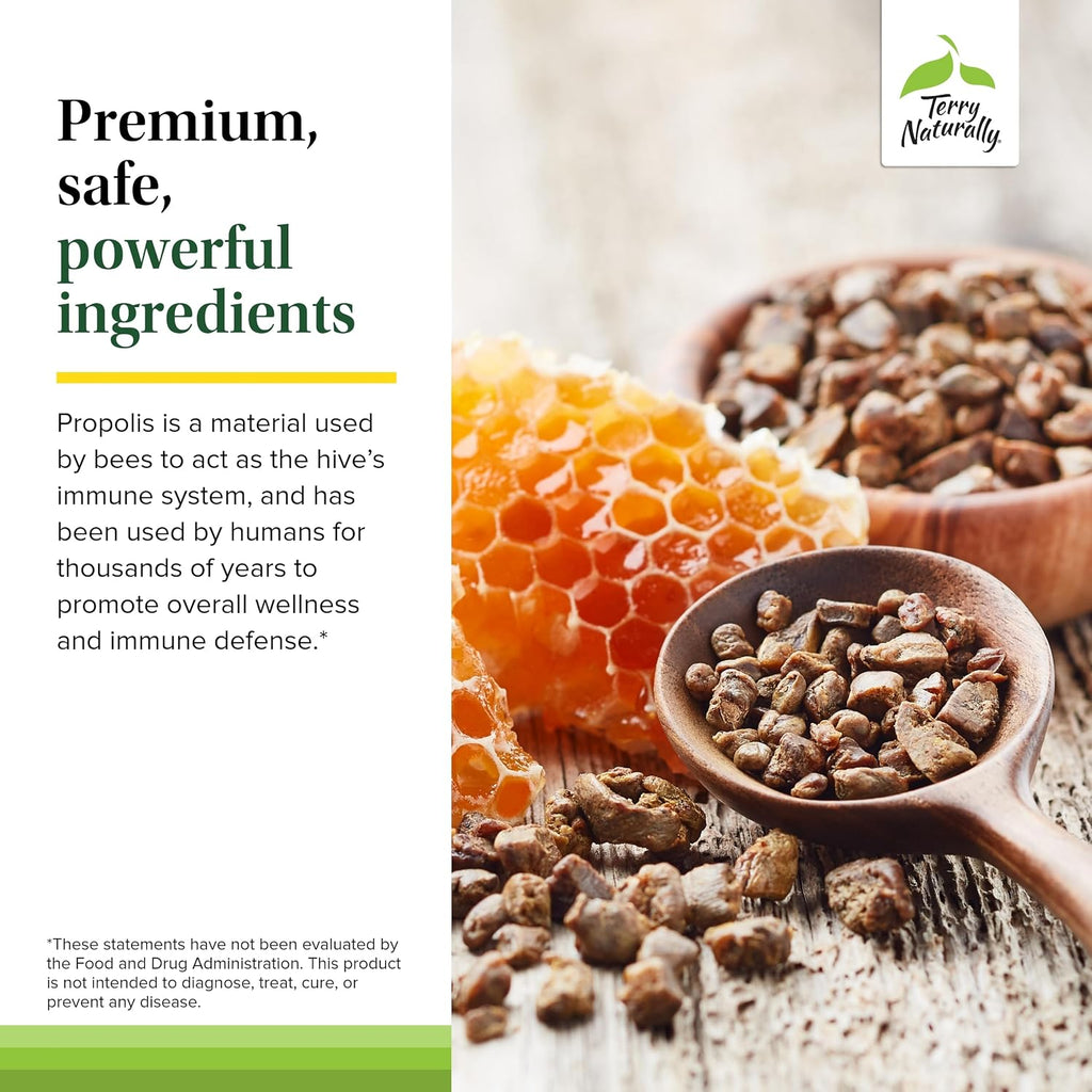 Terry Naturally Propolis Extract EP300 - 60 Comprimidos Masticables para Apoyo Inmunitario y Respiratorio