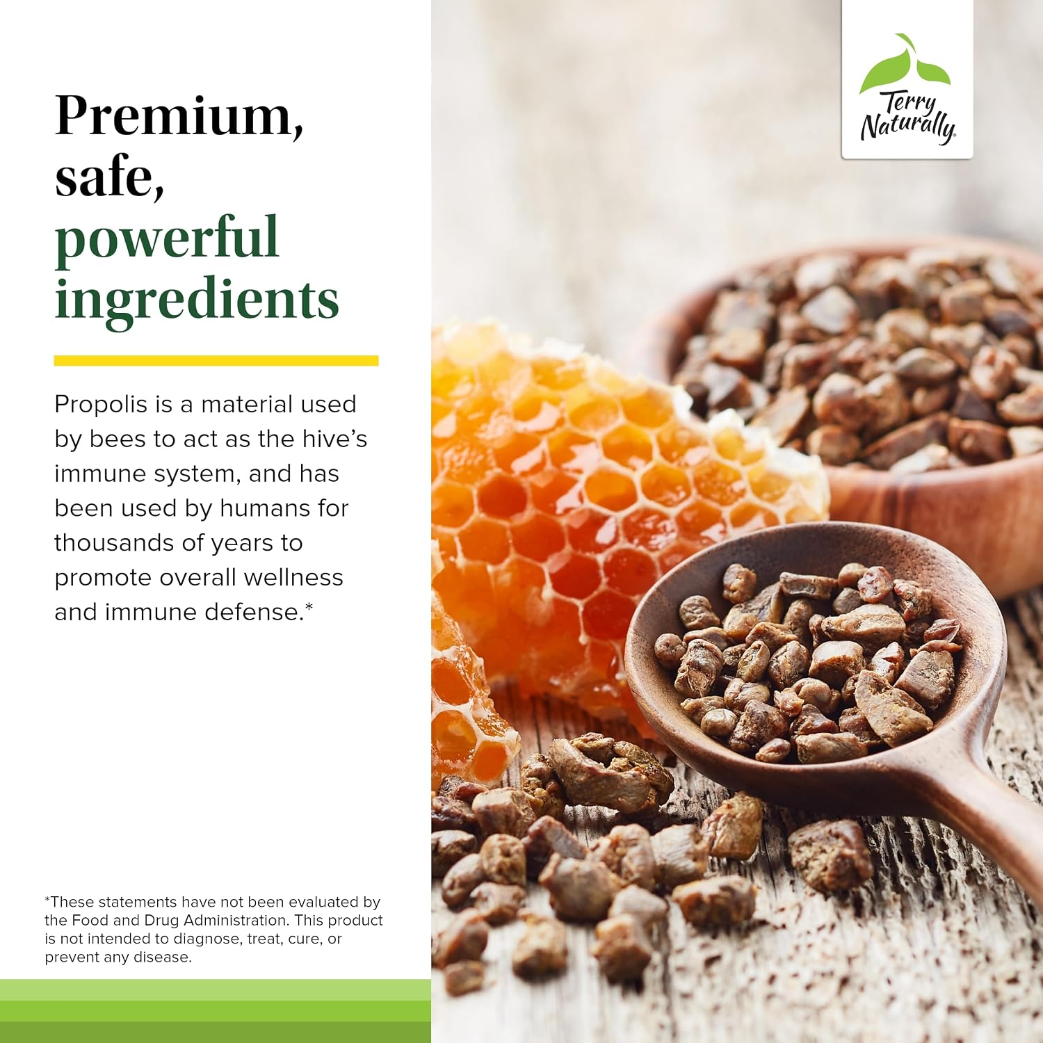 Terry Naturally Propolis Extract EP300 - 60 Comprimidos Masticables para Apoyo Inmunitario y Respiratorio