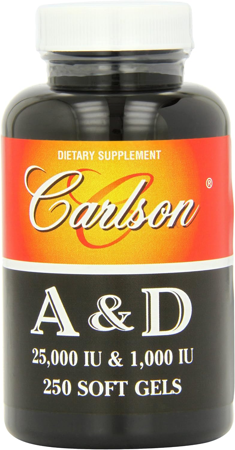 Carlson Labs Vitamina A y D, 25000/1000 UI, 250 Cápsulas Blandas