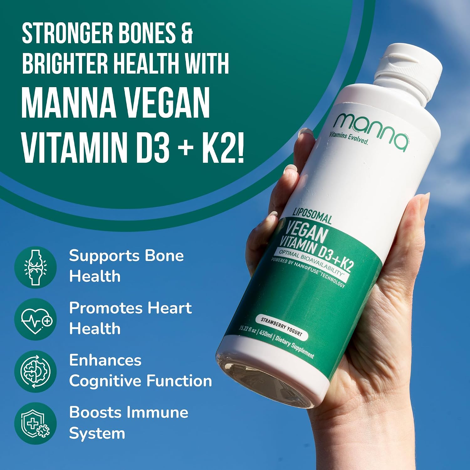 Manna Vitamins Evolved Liposomal Vegan D3 & K2