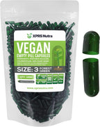 XPRS Nutra Cápsulas Vacías Tamaño 3 - 1000 Unidades - Veganas - Vegetarianas - Verde Bosque