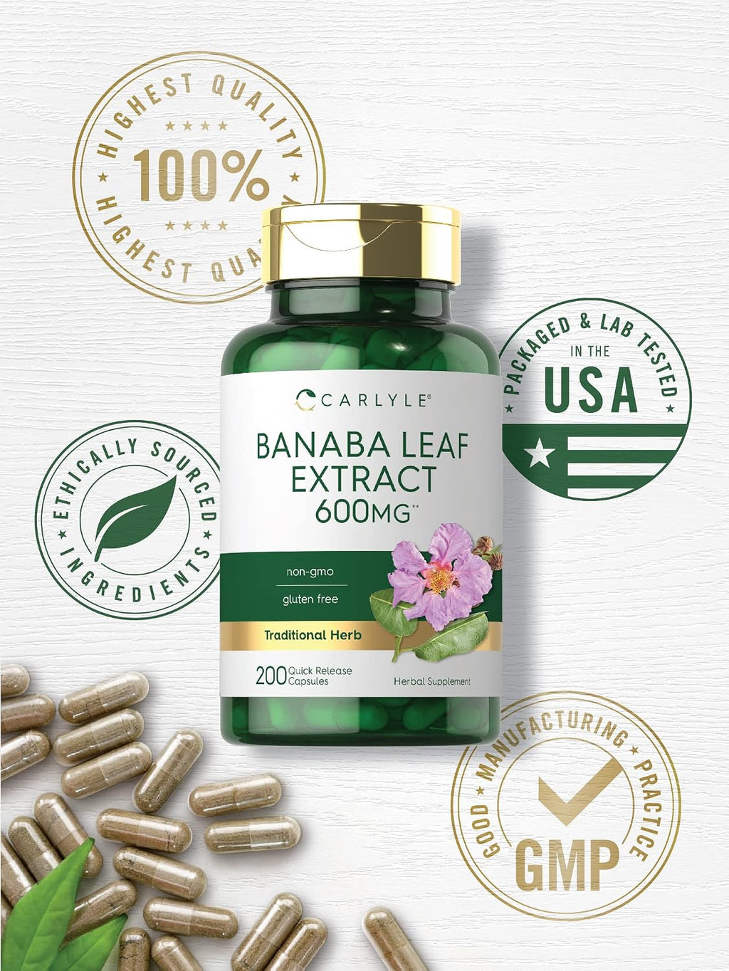 Carlyle Extracto de Hoja de Banaba - 200 Cápsulas