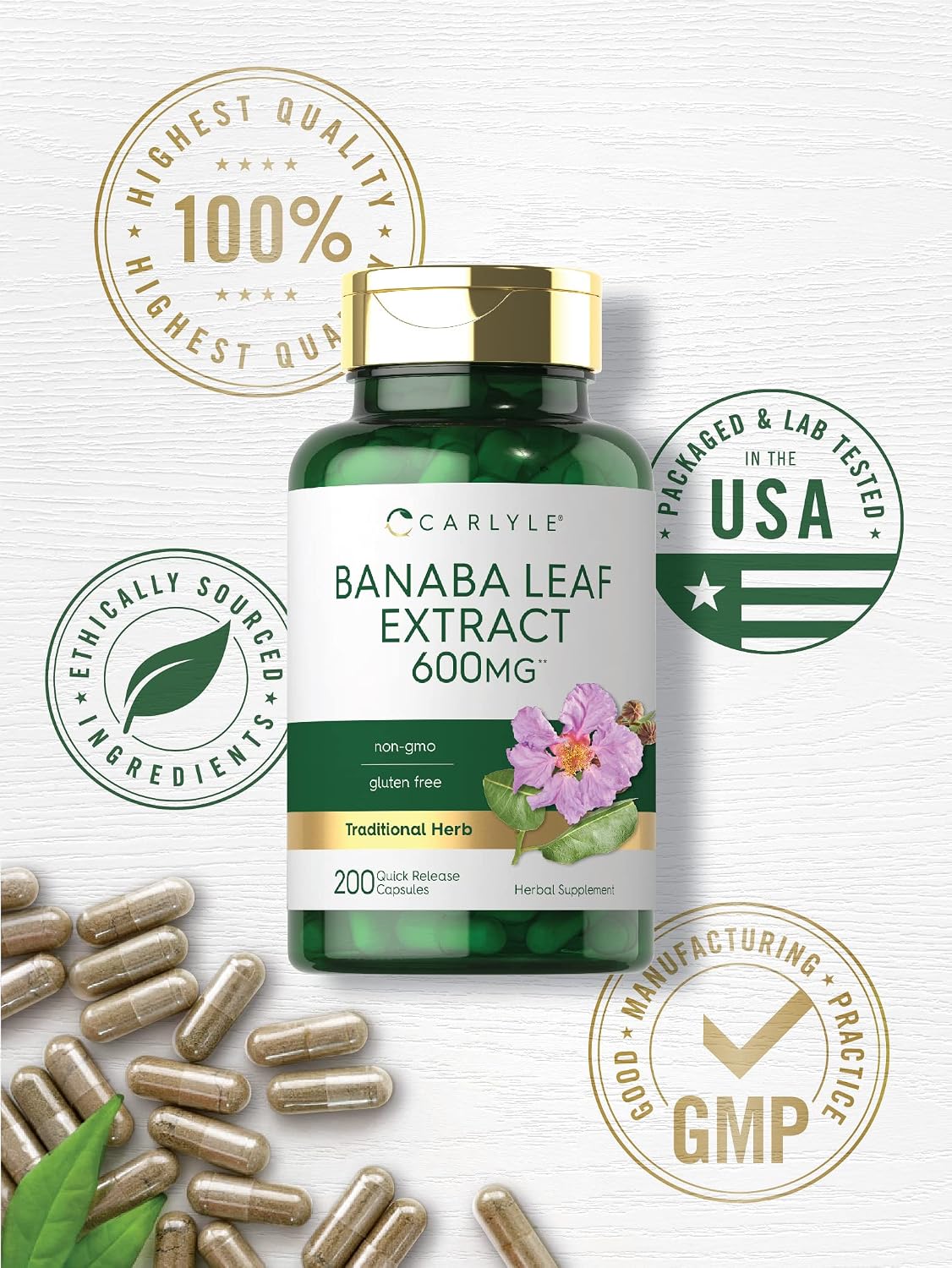 Carlyle Extracto de Hoja de Banaba - 200 Cápsulas