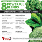 VITINITY Super Greens Multivitamin Gummies - 30 Superalimentos para Adultos y Niños - Sin OGM, Sin Gluten, Sin Azúcar
